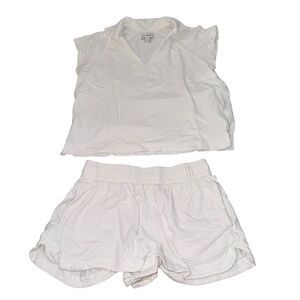 Women's Free Assembly White Terry Cloth Matching Two Piece Set